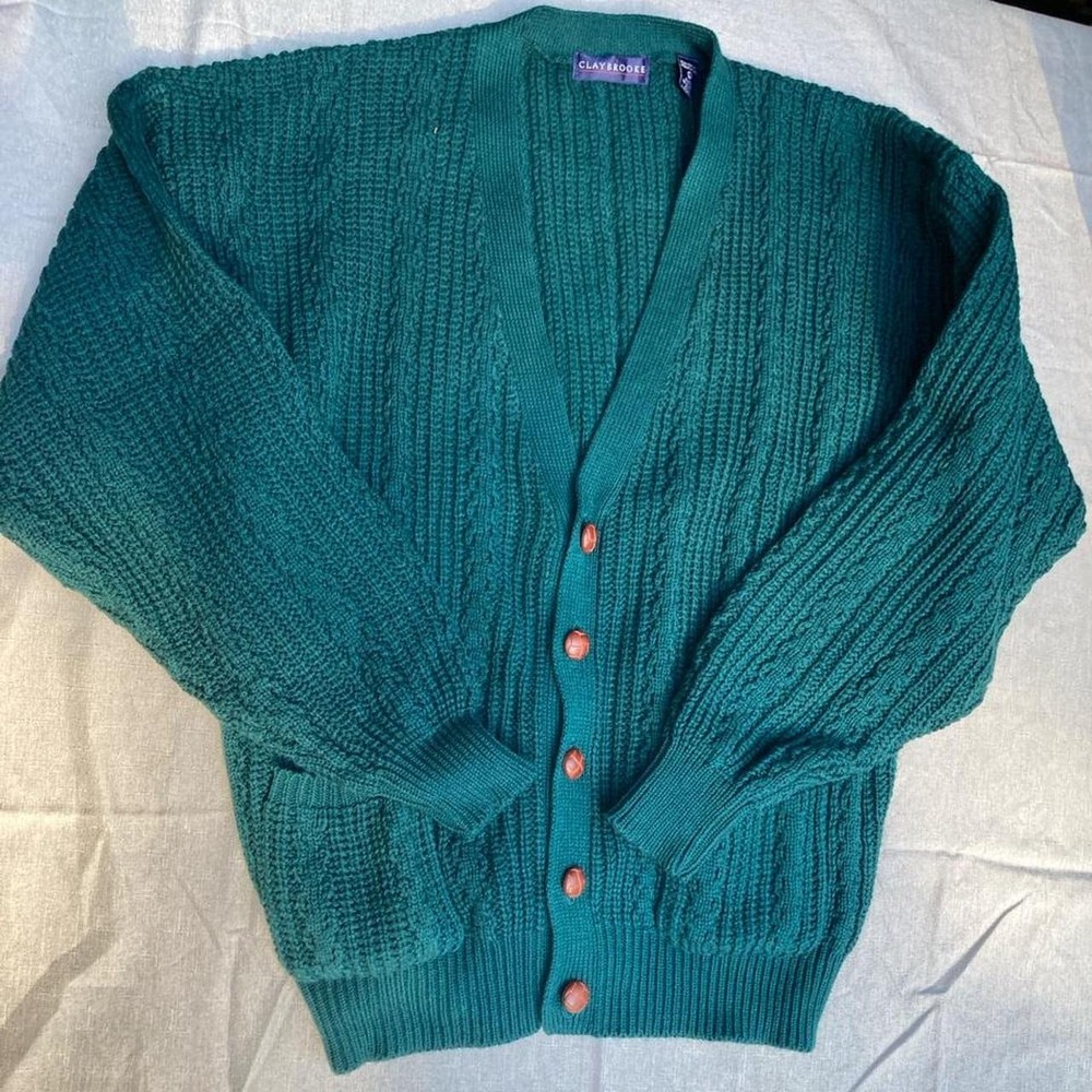 Claybrooke green cable knit cardigan Grandpa coastal grandma fisherman sailor